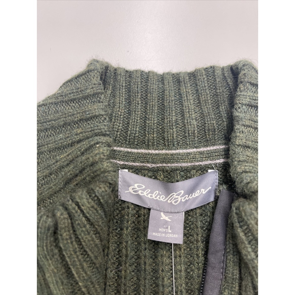 NWT Eddie Bauer‎ Mens  Knit Fisherman Sweater  Collar Wool Blend Large - Picture 4 of 7